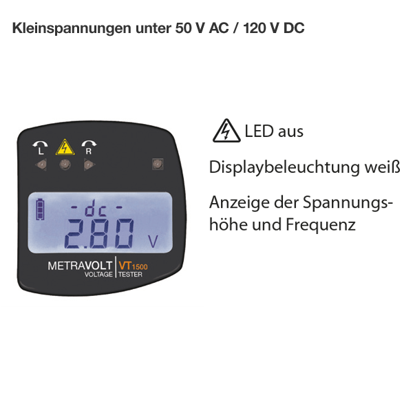 Gossen Metrawatt MetraVolt VT 1500 Kompakter Spannungsprüfer 0 bis 1.000V AC / 1.500V DC