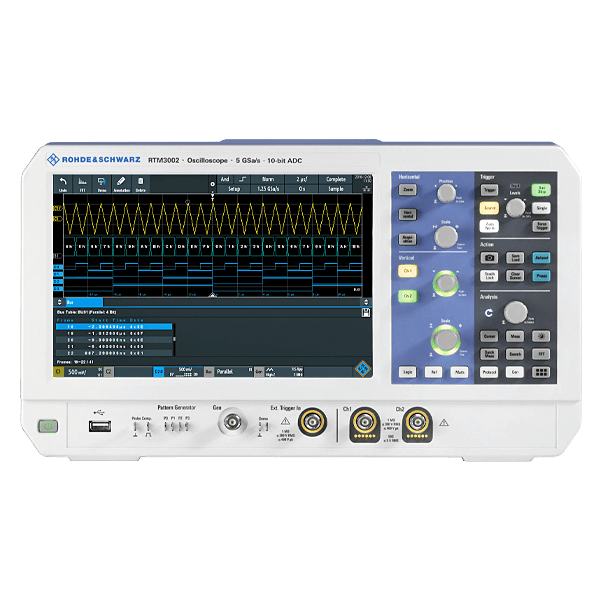 Rohde&Schwarz Oscilloscope, MSO, 2 + 16-channel, 500 MHz, 10 bit, 40 (80) Mpts