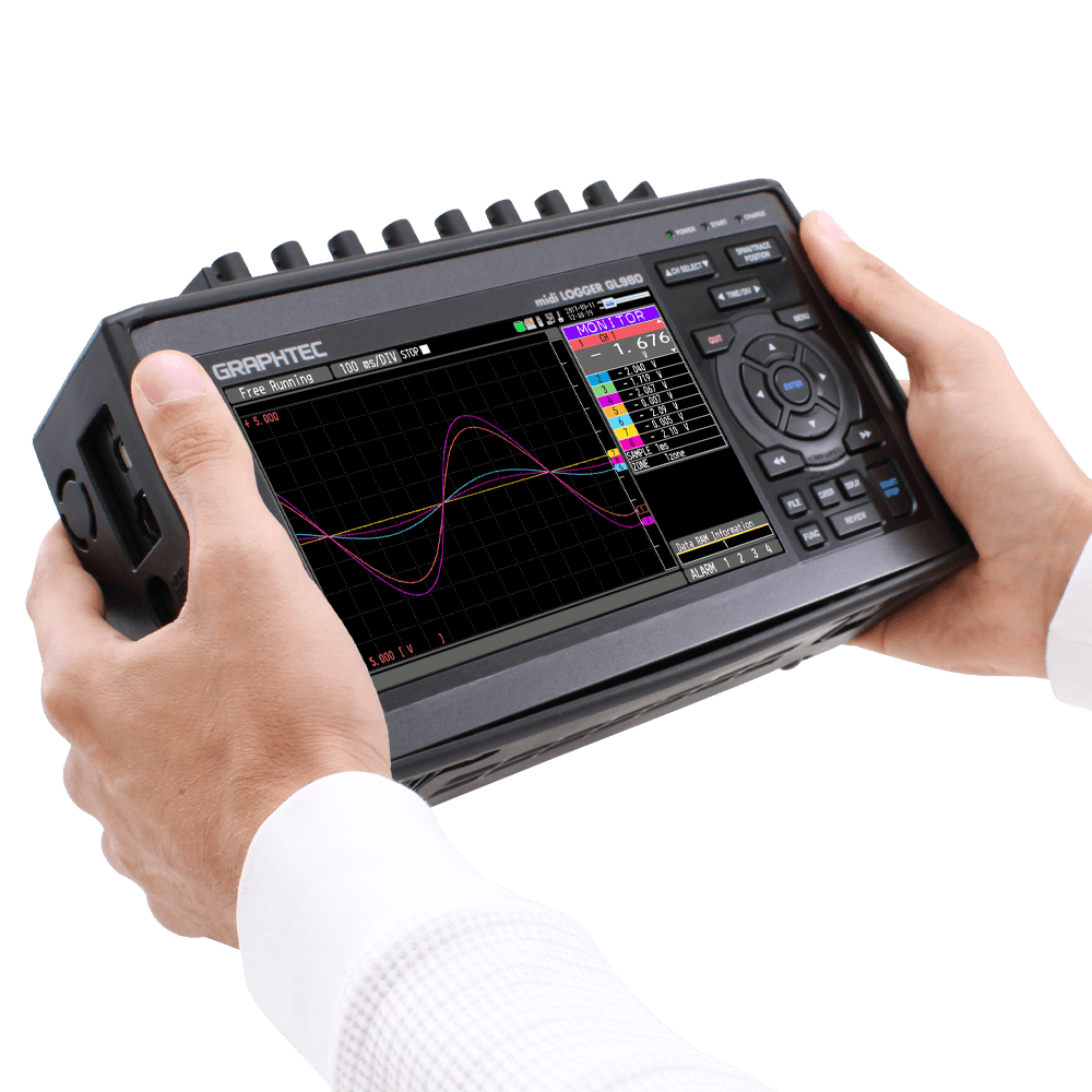 Graphtec Complete data logger set GL980-EU with 2x battery, case, alligator clips, BNC cable (GL980-EU kit)