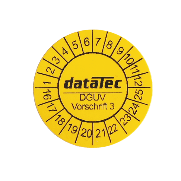 dataTec Test adhesive yellow (1,000 pieces), D = 30mm dataTec Edition, print black