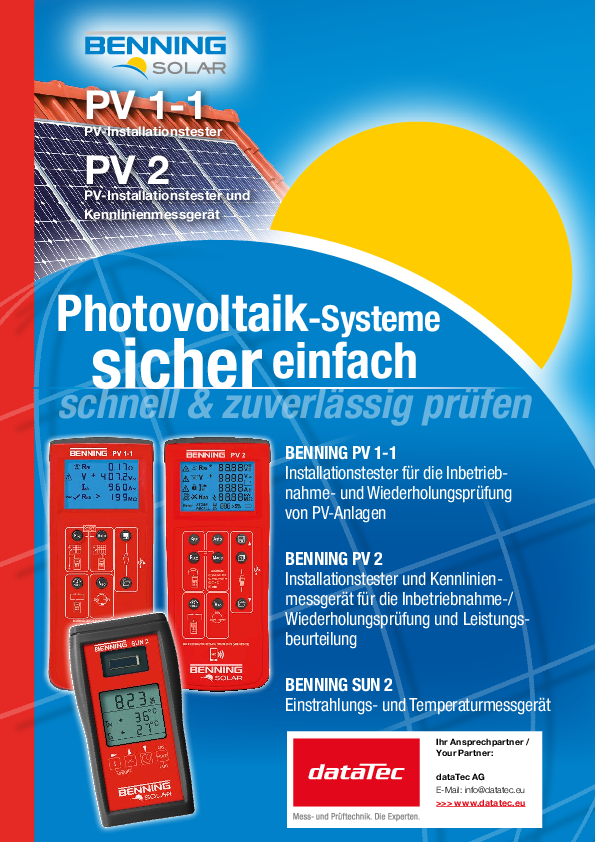 050427  PV2 SET PV installation tester and characteristic curve