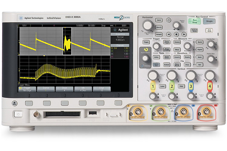 Keysight DSOX3014A oscilloscope, 4 channel 100 MHz, up to 4 GSa / s, 1 million wfm / s, 2 MPts memory