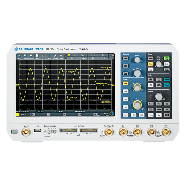 Rohde&Schwarz Oscilloscope, RTB2000 series, DSO, 4-channel, 200 MHz, 10 bit, 10 (20) Mpts