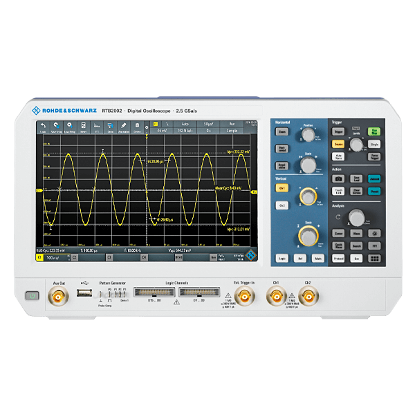 Rohde&Schwarz Oscilloscope, RTB2000 series, DSO, 2-channel, 300 MHz, 10 bit, 10 (20) Mpts
