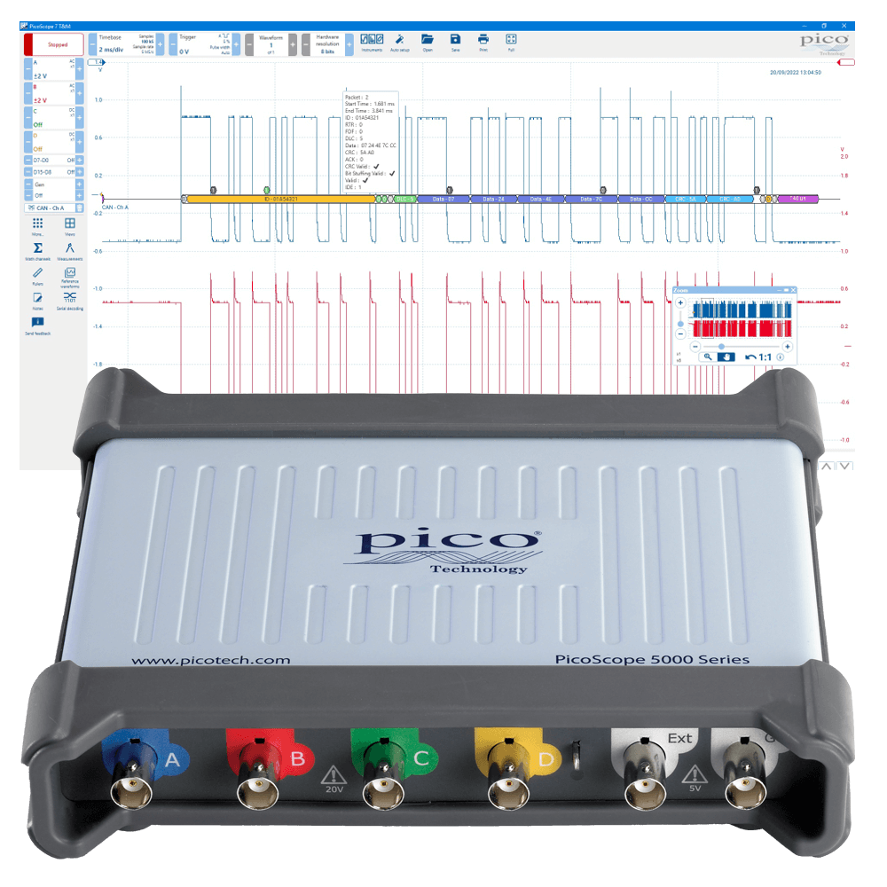 Pico USB oscilloscope for PC, DSO, 4-channel, 200 MHz