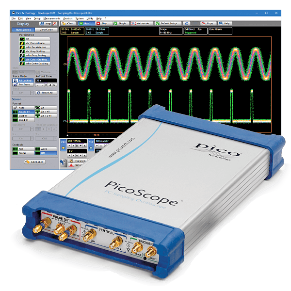 Pico USB-Sampling-Oszilloskop für PC, 2-Kanal, 20 GHz, integr. TDR/TDT