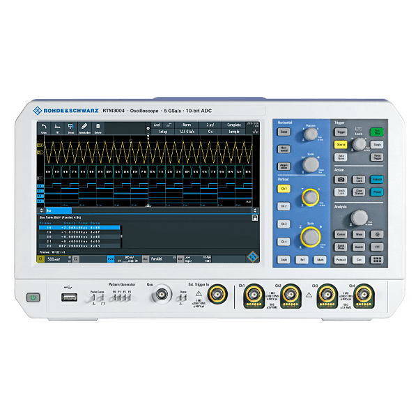 Rohde&Schwarz Oscilloscope, MSO, 4 + 16-channel, 500 MHz, 10 bit, 40 (80) Mpts