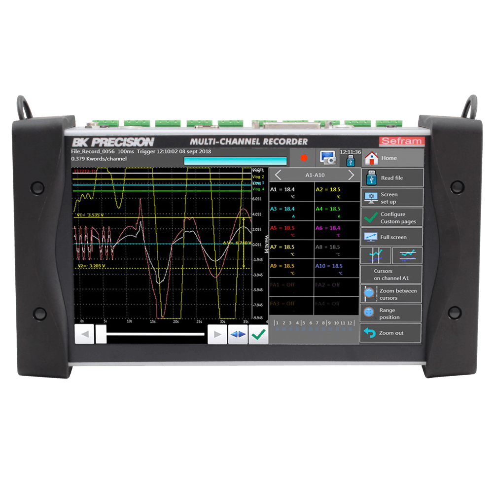 SEFRAM Data logger / recorder, 10-channel, 1 ms (1 kHz), 32 GB, touchscreen