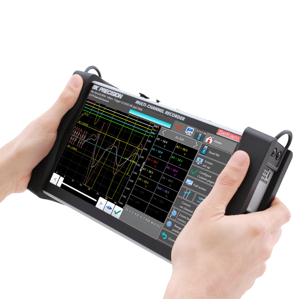 SEFRAM Data logger / recorder, 10-channel, 1 ms (1 kHz), 32 GB, touchscreen, integr. Battery