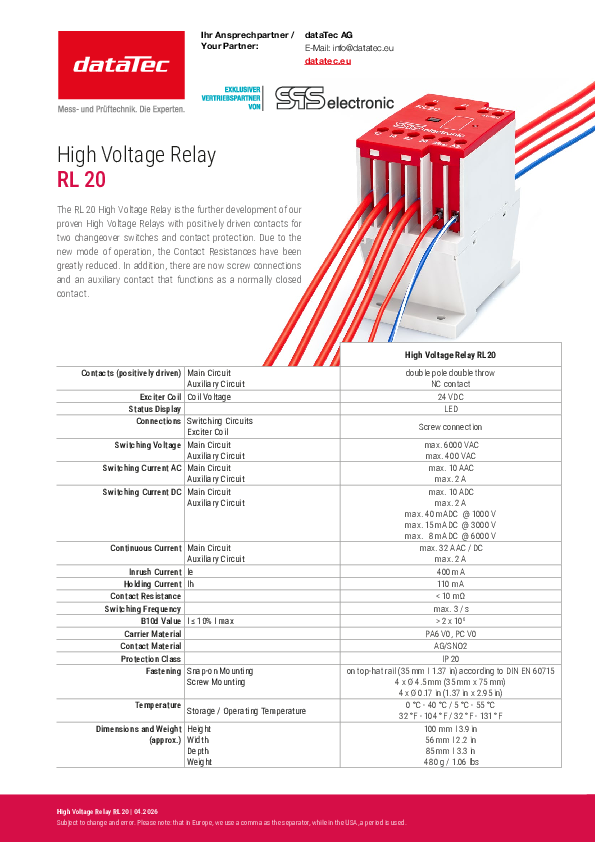 SPS RL20 High Voltage Relay | buy & request