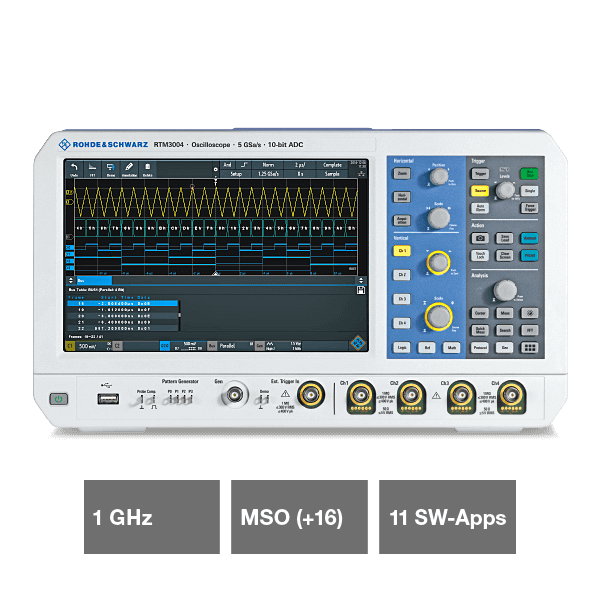 Rohde&Schwarz Complete package including oscilloscope RTM3004, MSO, 1 GHz &amp; APP bundle RTM-PK1