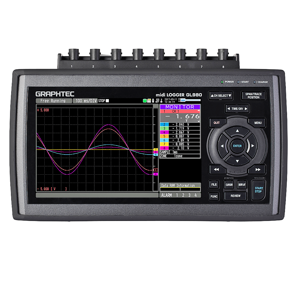 Graphtec Data logger, 8-channel, galvanically isolated, 1 µs, TRMS according to CAT II, 4 GB Flash