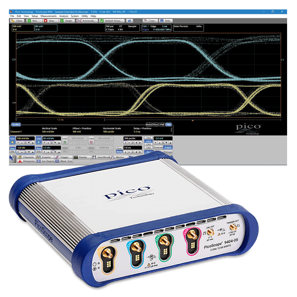Pico Sampler-Extended-Real-Time USB oscilloscope (SXRTO), 4-channel, 5 GHz, 1 TS / s