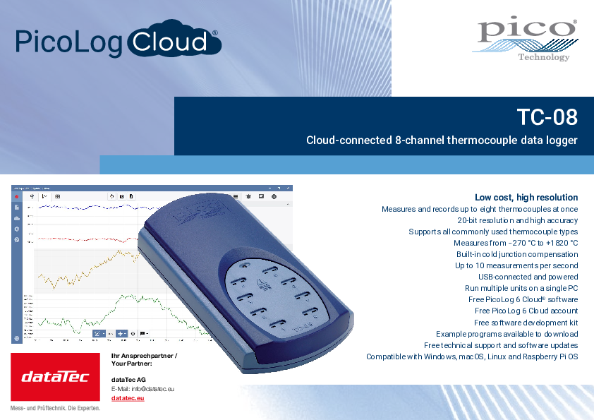 USB TC-08 | Thermocouple data logger, 8-channel (PP222) | buy &amp