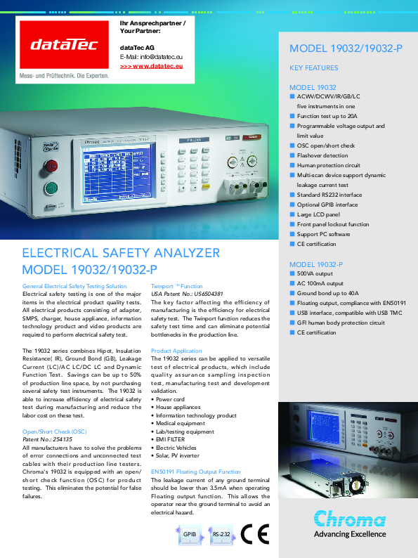 ぴょ〜ん 19032 | Electrical Safety Analyzer AC / DC 5kV / 6kV 40 / 12mA