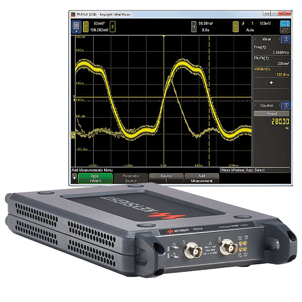 USB oscilloscope for PC, 2-channel, 500 MHz, 1 million wfm / s
