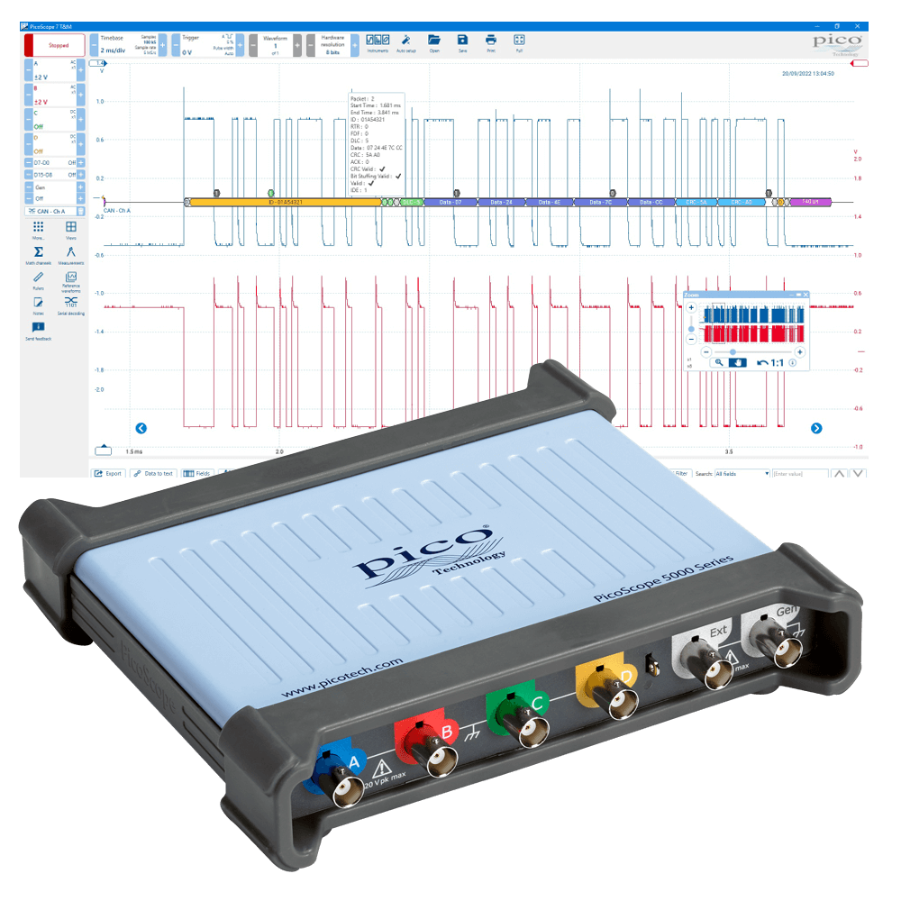 Pico USB oscilloscope for PC, DSO, 4-channel, 200 MHz