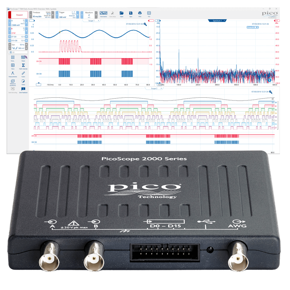 PicoScope 2405A | USB oscilloscope, DSO, 4-channel, 25 MHz