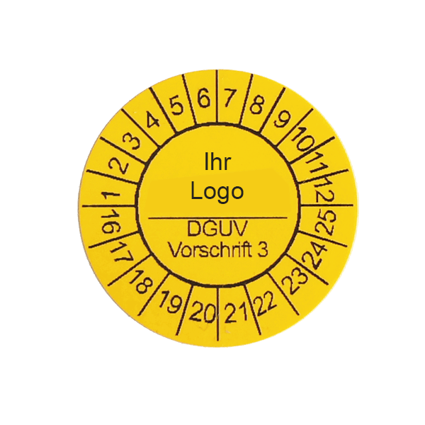 dataTec Test adhesive yellow (1,000 pieces), D = 30mm logo or company name printable, print black